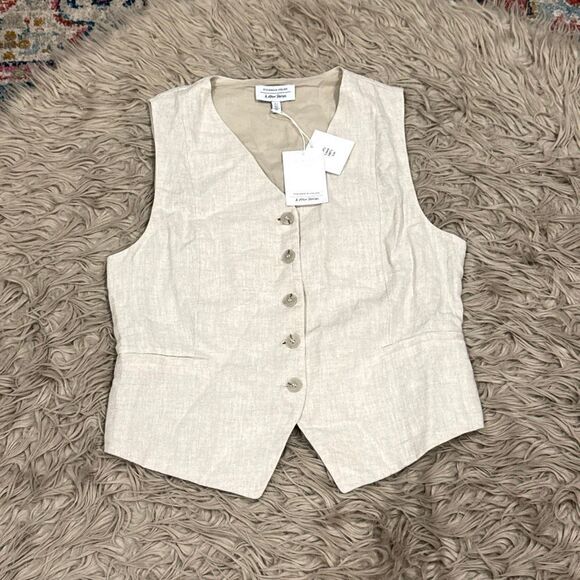 & Other Stories linen mix vest in beige size 10 NEW - Picture 2 of 6